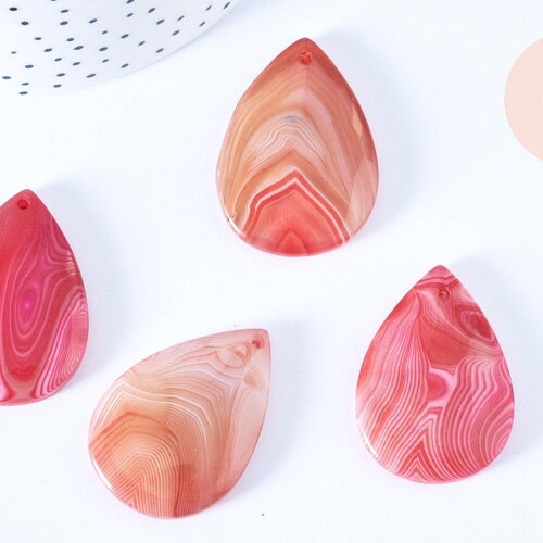 Pendentif goutte agate naturelle rose 40-44mm pendentif pierre agate naturelle ,bijoux en pierre naturelle, x1 (g8384)