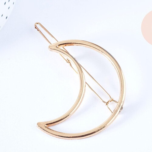 Support barrette lune clip métal doré sans plateau 53mm, x1 (g6600)