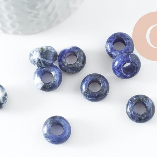 Pendentif donut sodalite,pendentif sodalite naturelle, pendentif pierre cercle,14mm, x2 g3412