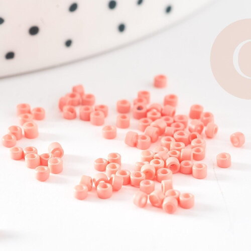 Perles tube orange corail opaque façon delica miyuki 1.5-2mm, perle rocaille japonaise mat,perle perlage tissage x8g g9162