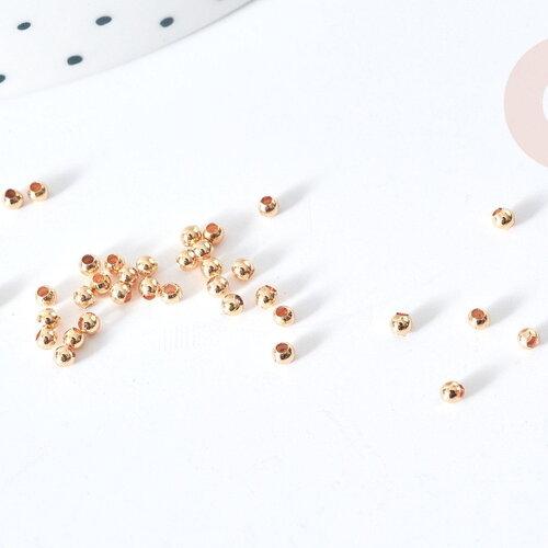 Perles intercalaires rondes lisses laiton doré 2mm, x10 (g4859)