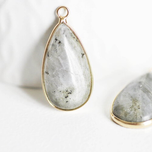 Pendentif goutte labradorite naturelle 33mm, pendentif création bijoux pierre, x1, g1470