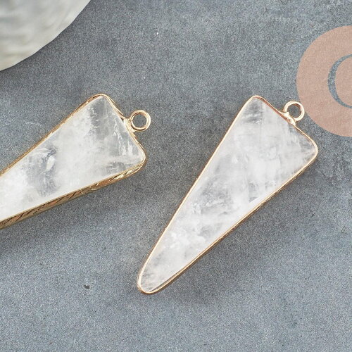 Pendentif pointe cristal transparent,fourniture créative,pendentif bijoux, pendentif pierre,cristal naturel, pendentif cristal,46mm, x1 g015