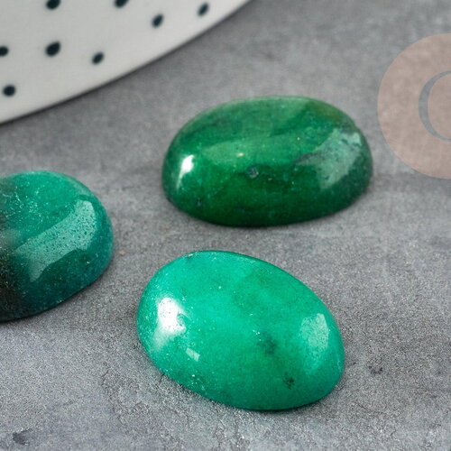 Cabochon ovale jade naturel marbré vert 18 x13mm, x1 (g2064)