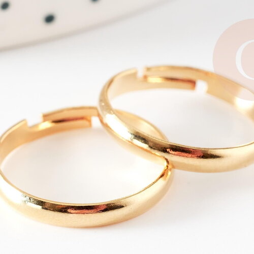 Bague réglable personnalisable acier doré inoxydable 18mm, x2 (g6059)