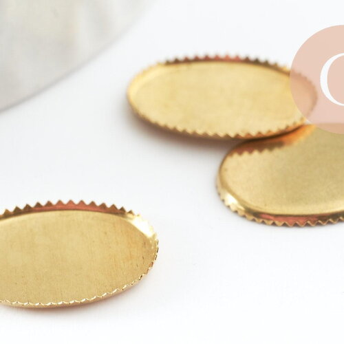 Supports de cabochons ovales laiton brut 14x10mm, fournitures sans nickel, x20 (3.8g) g0671