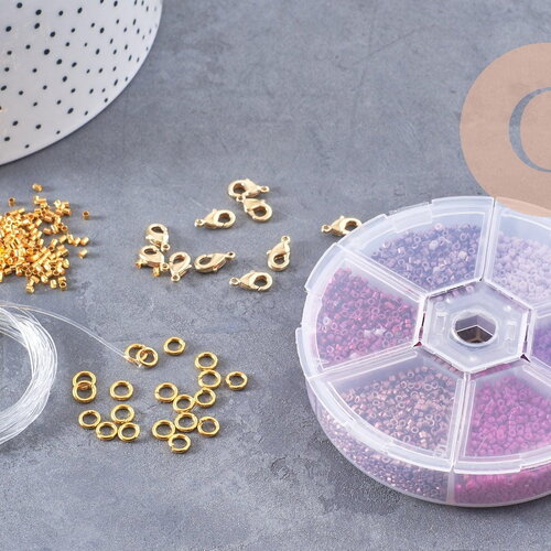 Kit de perles rocaille façon miyuki mix violet, x1 (g9191)
