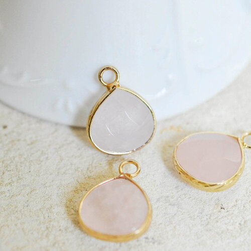 Pendentif goutte quartz rose, pendentif bijoux, pendentif quartz,pendentif pierre,quartz naturel,quartz rose,23mm, x1 g1773