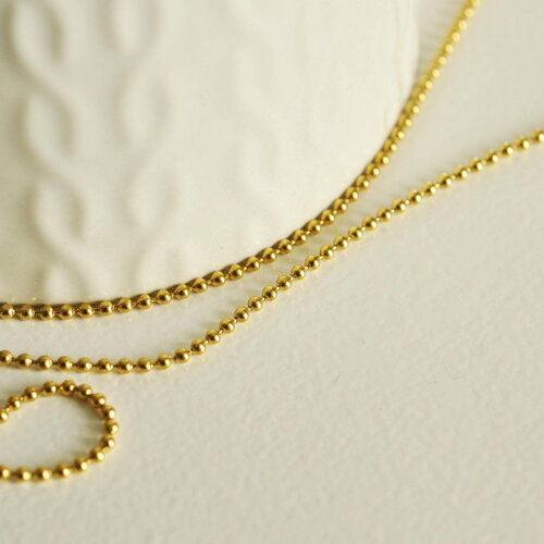 Chaine acier boule 1.4mm dorée 14k, x1 mètre (g1562)