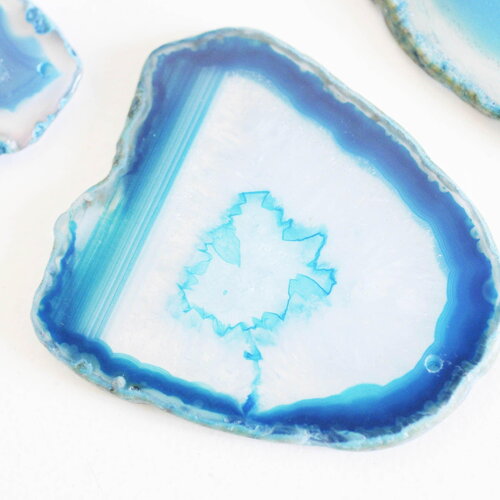 Pendentif ovale tranche agate bleue 50-110mm, x1 (g2036)