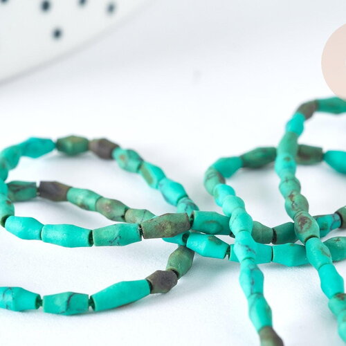 Perle howlite naturelle teintée vert, bijou en pierre naturelle, howlite naturelle, perle en pierre, fil de 50cm - (g7261)