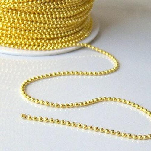 Chaine boule laiton doré lisse 1.5mm, fourniture créative,chaine boule, grossiste chaine,1.5mm,chaine dorée fine,x 5 mètres g7981