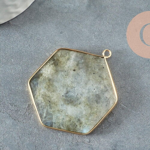Pendentif hexagone labradorite,pendentif collier,pierre naturelle,pendentif labradorite naturelle,45mm, x1 g2636