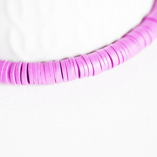 Perles polymère violet heishi 6mm,fabrication bijoux, perles plastique, perle heishi,perle disque,le fil de 320 perles, x1 g2521
