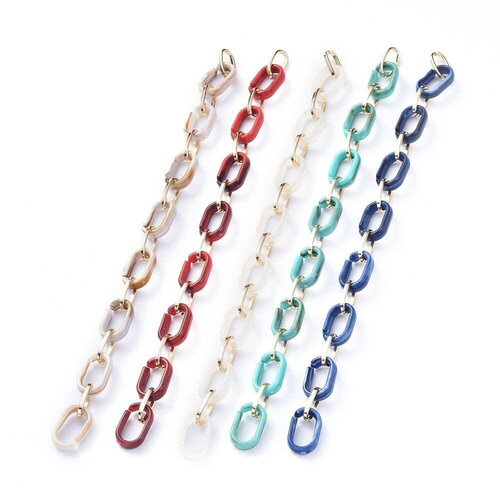 Grosse chaine ronde écaille acrylique et aluminium doré texturé 18.5mm,perle acétate, création bijoux,chaine plastique, x1 mètre,g3343