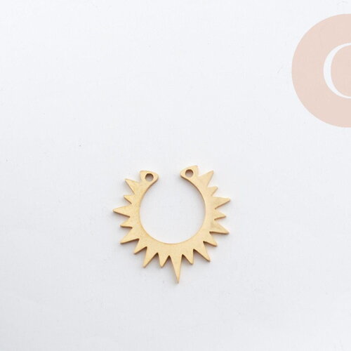 Pendentif acier 201 inoxydable doré soleil 19.5mm,création bijoux résistants, x1 g6149