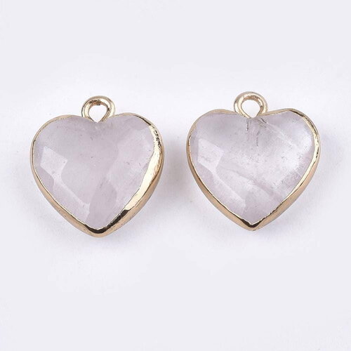 Pendentif coeur cristal facette,pendentif bijoux, pendentif pierre, quartz naturel naturel, 17mm, x1 g1811