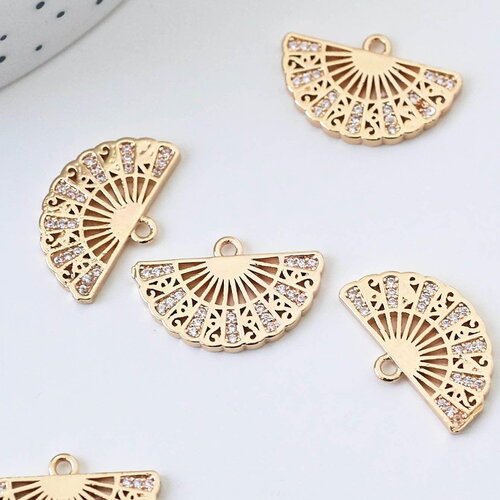 Pendentifs éventail en laiton laiton doré 18k zircon 14mm, un adorable pendentif pour la création de bijoux diy, x1 g5980