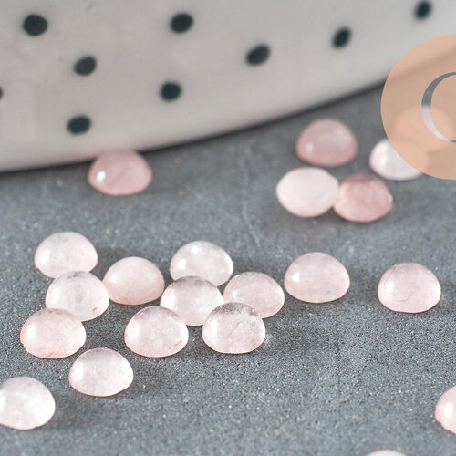 Cabochon rond jade naturel rose clair 4mm, cabochon pierre naturelle, x1 (g9953)