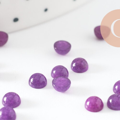 Cabochon rond jade naturel violet foncé 4mm, cabochon pierre naturelle, x1 (g9947)