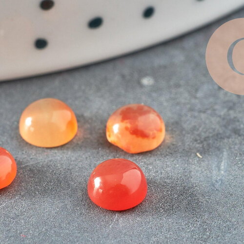 Cabochon rond agate naturelle teintée orange 6mm, cabochon création bijoux pierre naturelle, création bijoux, x1 g2590