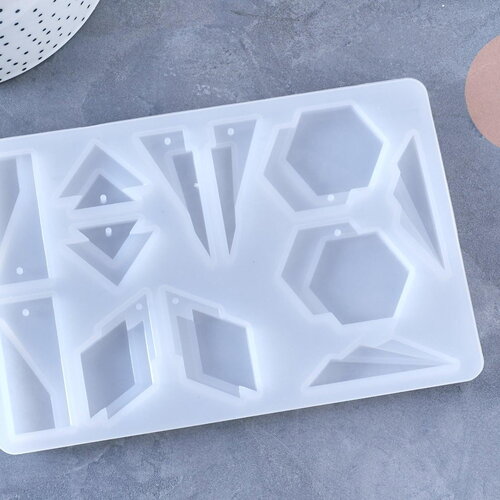 Moule géométrique fabrication boucles pendentif résine, moule en silicone pour réaliser des bijoux avec inclusion en résine, x1 g6300