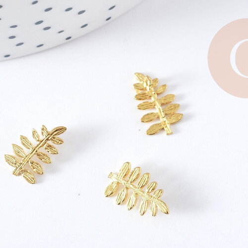 Pendentif feuille fougère laiton brut 15mm x1 g8878