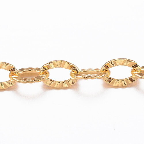 Chaine forçat acier 304 inoxydable dorée ip 14k 1.1mm, x1 mètre (g6073)