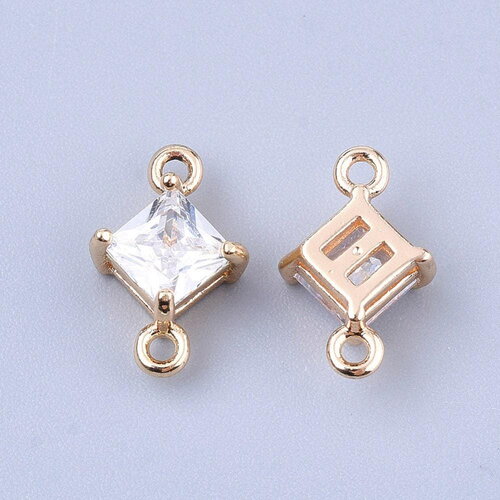 Pendentif connecteur carré en cristal doré 11x7mm, pendentif en cristal, pendentif en or, cristal coloré, création de bijoux, x1, g5891