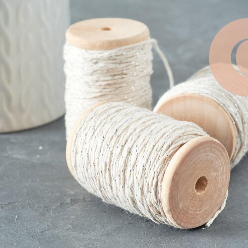 Fil blanc argent, broderie, fil pour couture,ruban mariage, scrapbooking,1mm,bobine de 30 mètres, x1 g2451