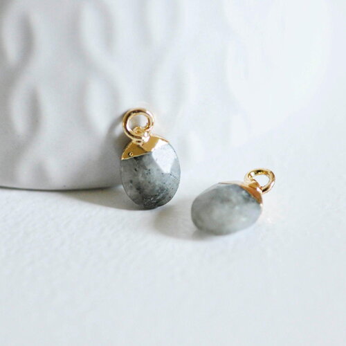 Pendentif goutte labradorite,pendentif pierre,bijou pierre,pendentif pierre, labradorite naturel,pendentif labradorite,14mm,x 2, (g0028)