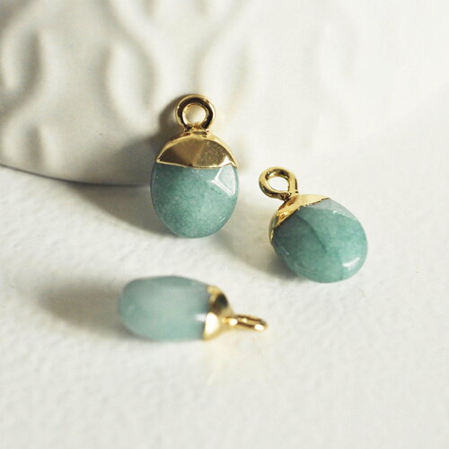 Pendentif goutte jade bleu,pendentif pierre,bijou pierre, jade bleu naturel,pendentif jade,14mm, x2 g0359
