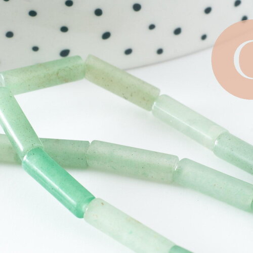 Perle tube aventurine verte naturelle 13-14mm,aventurine naturelle perle pierre,aventurine verte,fil de 39.8cm, x1 (g2835)