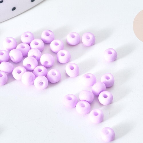 Perles de rocaille verre violet pastel 4,5mm, perles rocaille pour perlage et création bijoux, x 10g (g7796)
