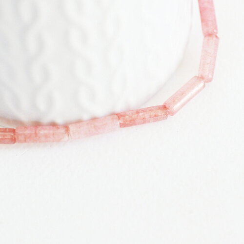 Perles tube quartz cerise verre ,perle pierre naturel,13mm, fil de 30 perles, x1 (g4159)