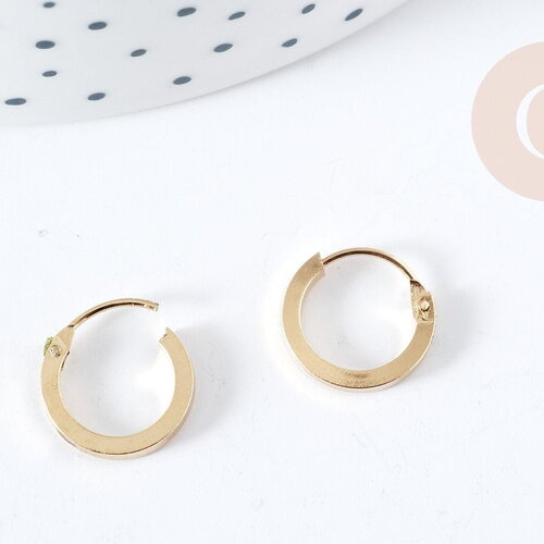 Mini créoles laiton doré 18k 12mm, une paire de boucles dorées pour oreilles percées, la paire g8289