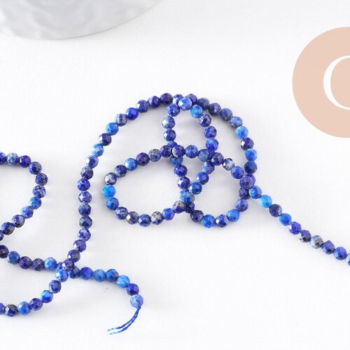 Perle lapis lazuli ronde facett,bijou pierre naturelle,lapis lazuli naturel,pierre naturelle, pierre,3mm,le fil de 39 cm (g3877)