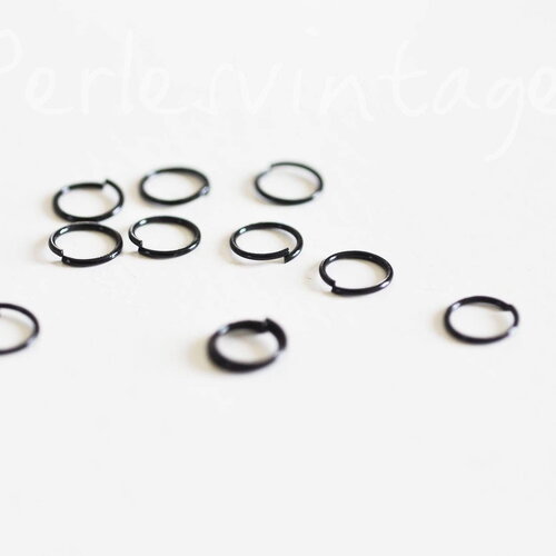 Anneaux ronds noirs ouverts 10mm, x20 (1.9gr) (g2502)
