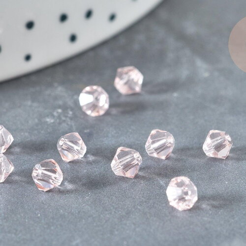 Perles toupies facettées verre rose transparent 4x3.5mm, cristal autrichien, x20 (g0588)