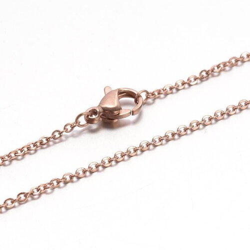 Chaine complète acier or rose 14k forçat 1.9mm/45cm,chaine collier sans nickel, acier or rose,chaine complète, x1 g1102