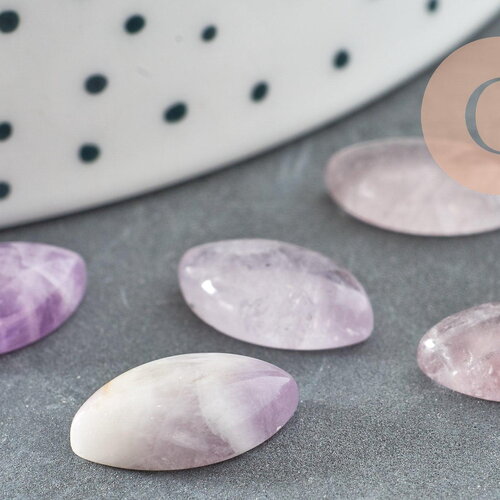 Cabochon dôme marquise navette jade naturel violet 13.5mm x 8mm, x1 (g5049)