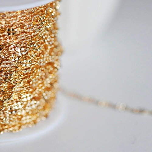 Chaine dorée 14 carats fantaisie texturée, fournitures créatives, chaine doree,chaine plaquée or, création bijoux, 1metre,4mm-g7039