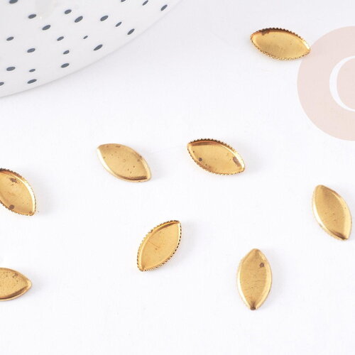 Supports de cabochons marquise horse eye 12mm, fournitures cabochon en laiton brut sans nickel, 12x6mm, x20 (1.8gr) g9074
