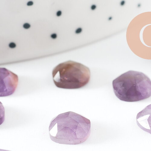 Cabochon carré améthyste naturelle 8x8mm, cabochon création bijoux pierre, x1 g9699