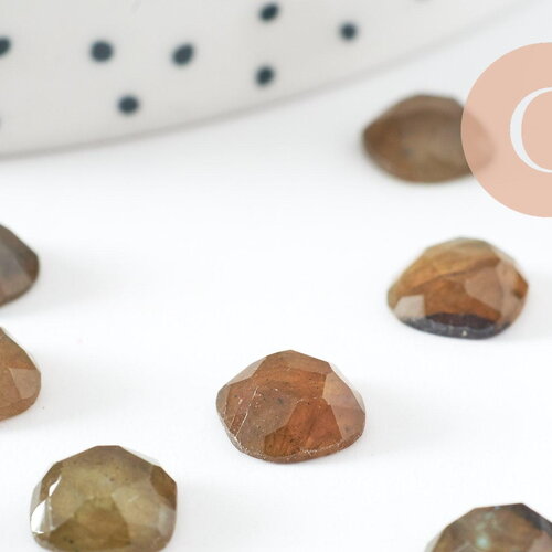 Cabochon carré labradorite naturelle 8x8mm, cabochon création bijoux pierre, x1 g9698