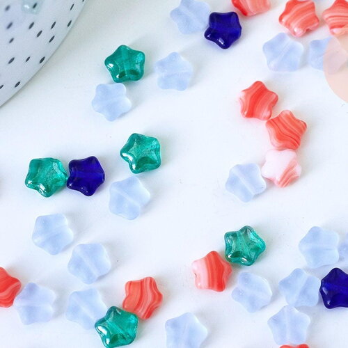 Perles étoile multicolore 8x8.5mm cristal tchèque, x50 (g5839)