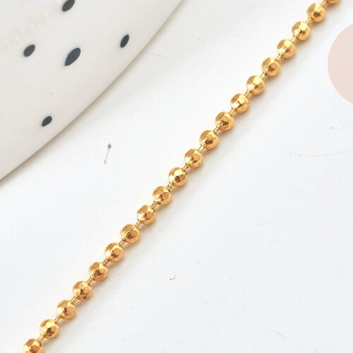 Chaine boule facettée dorée 1.5mm,chaine création bijoux, grossiste chaine, x 5 metres g7834