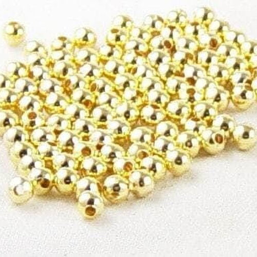 Perle ronde intercalaire fer dor, 3mm, x 10gr (g0294)