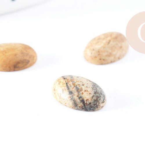 Cabochon ovale jaspe paysage naturel 14x10mm, cabochon création bijoux pierre, x1 (g8660)