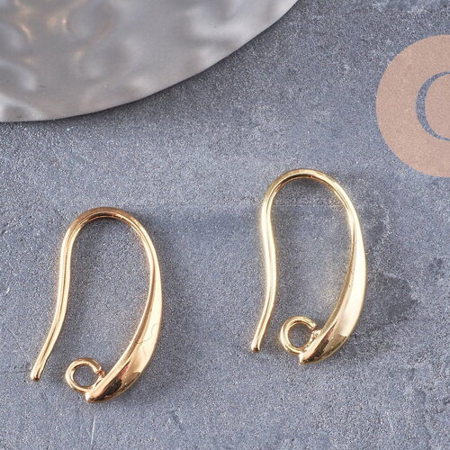 Supports boucles hameçons laiton doré 18k 19mm, x10 (g2501)